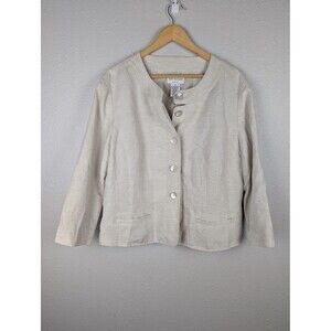 Covington Jacket Womens 18 Linen Blend Button Front Lightweight Spring Pockets